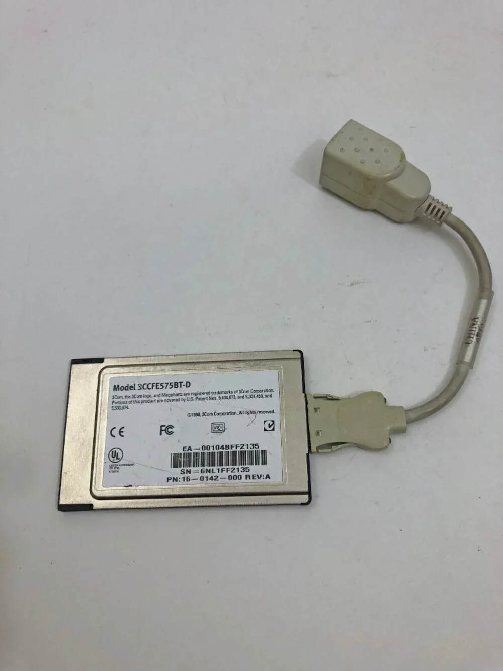 Dell 3CCFE575BT-D Fast Ethernet PC Card 10/100 Base w/Cord Untested
